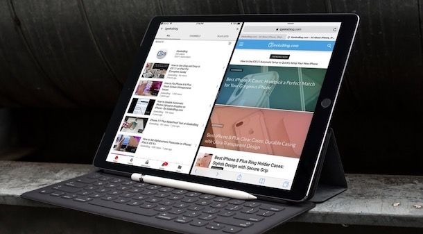 Foto di iPad con schermo diviso