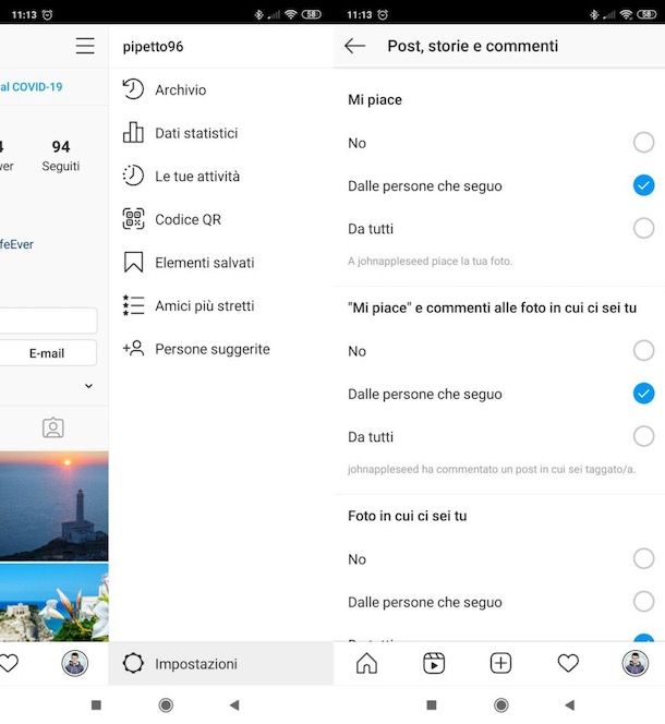 Resettare impostazioni di Instagram