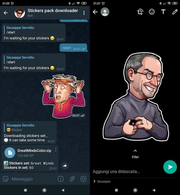 Salvare sticker Telegram su WhatsApp