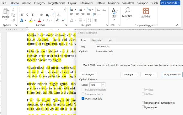 Come si contano alcuni caratteri su Word