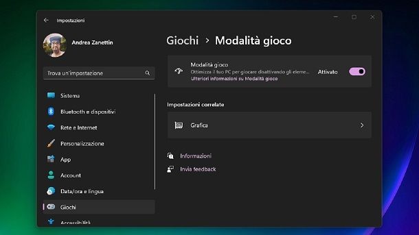 Modalità gioco Windows 11