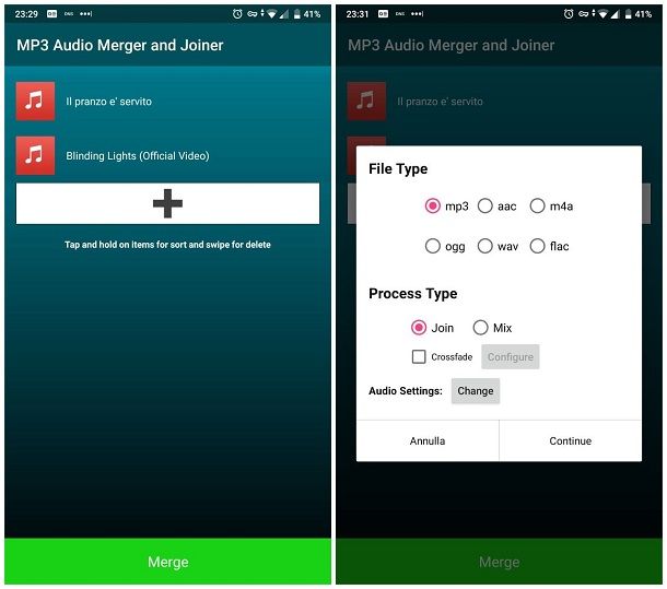 Come unire due file audio su Android