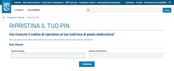 Recuperare PIN INPS