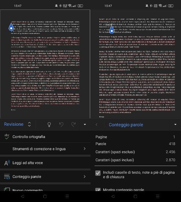 come contare numero caratteri su Word