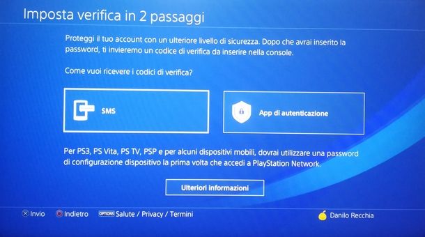 Attivare il 2FA su PS4