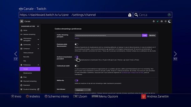 Come salvare le live su Twitch da PS4