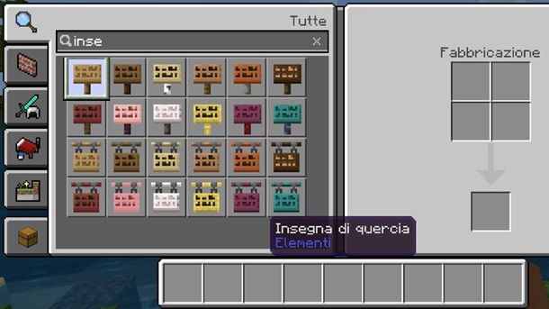 Insegna di quercia Minecraft Bedrock