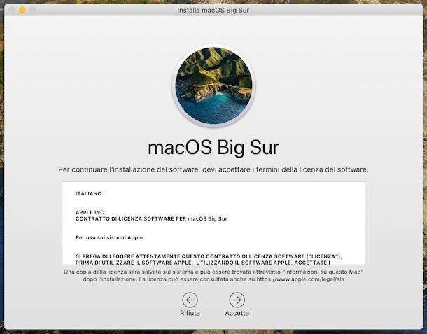 Installazione macOS Big Sur