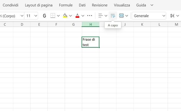 Come andare a capo in Excel Online
