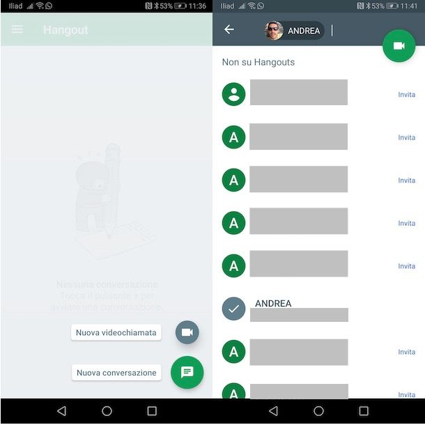 Videochiamare con Hangouts da Android