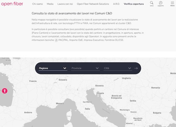 Open Fiber mappa