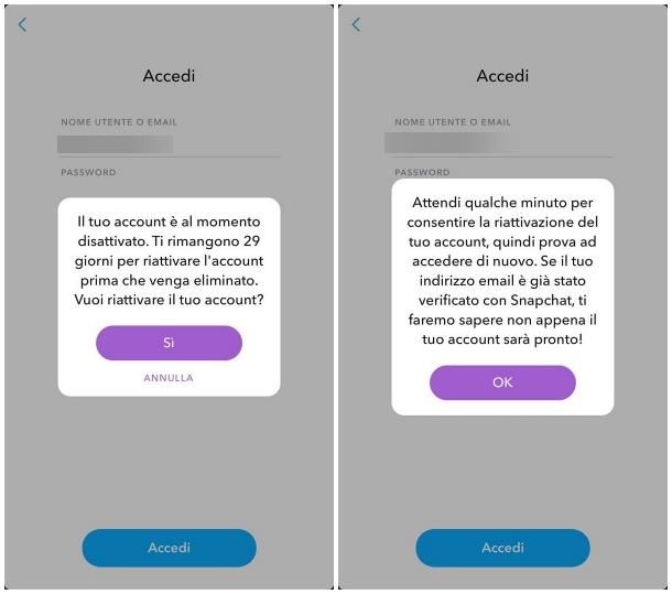 Come recuperare account Snapchat eliminato