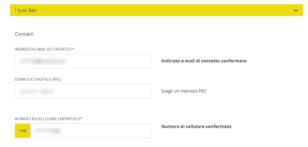 Come cambiare email SPID Poste da computer