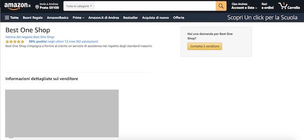 Contattare venditore Amazon