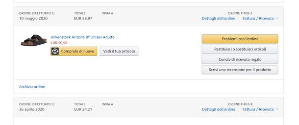 Problemi ordine Amazon