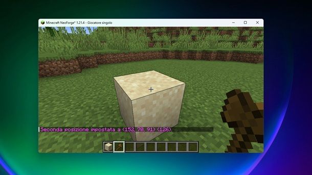 Seconda posizione impostata World Edit Minecraft NeoForge