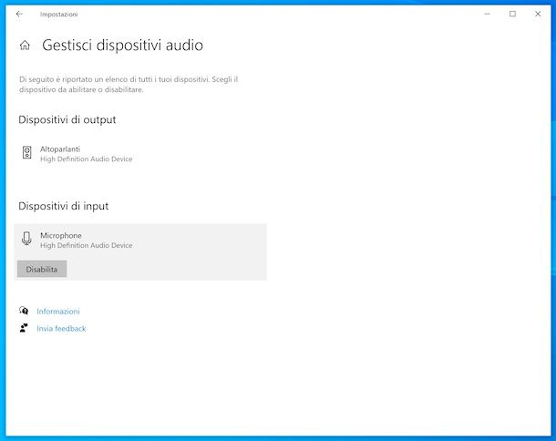 Impostazioni microfono Windows 10