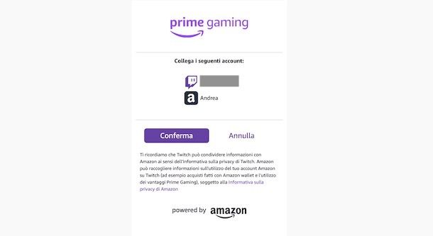 Collegare Amazon Prime e Twitch