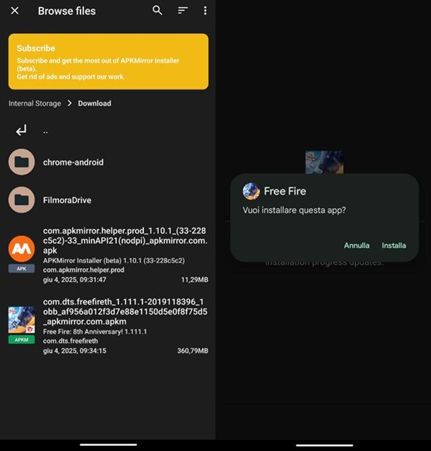 Come scaricare Free Fire Android APKMirror Installer