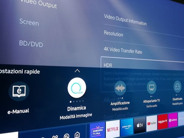 Procedere all'attivazione dell'HDR su TV Samsung