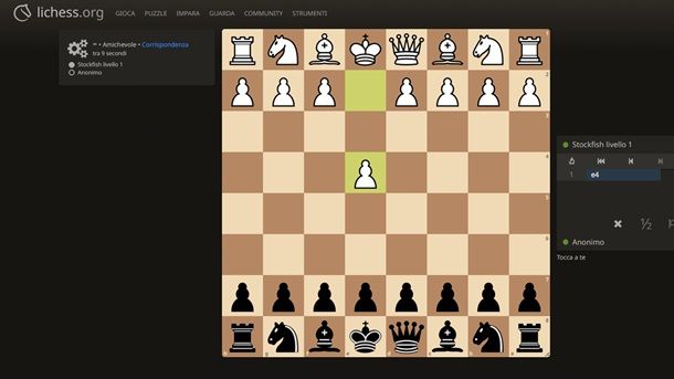 Lichess Scacchi contro computer