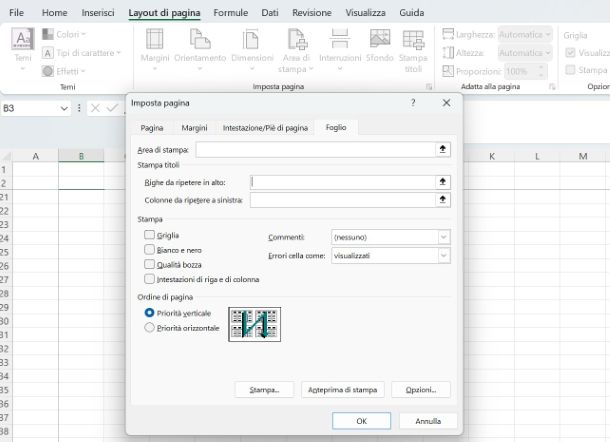 Come bloccare una riga su Excel nella stampa