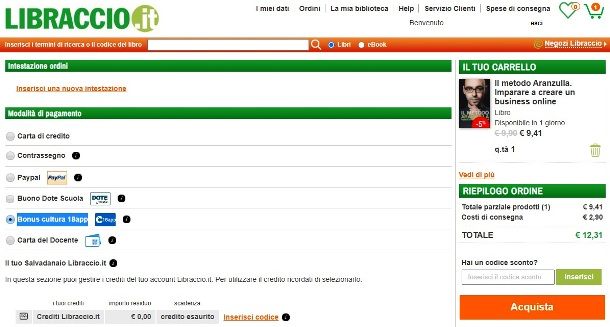 Spendere bonus cultura su Libraccio