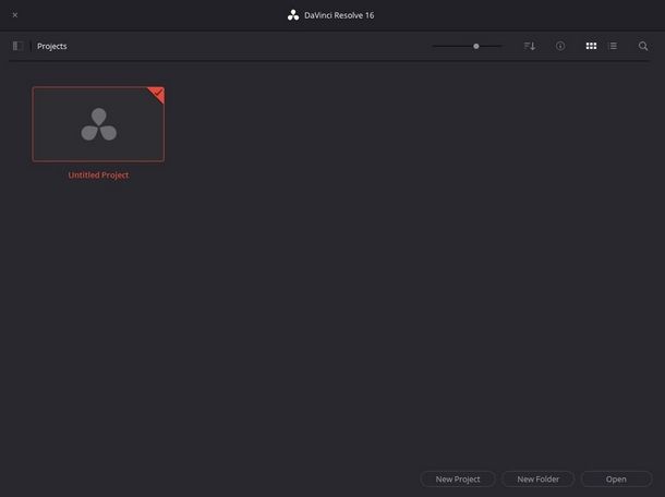 Come creare un progetto nuovo in DaVinci Resolve