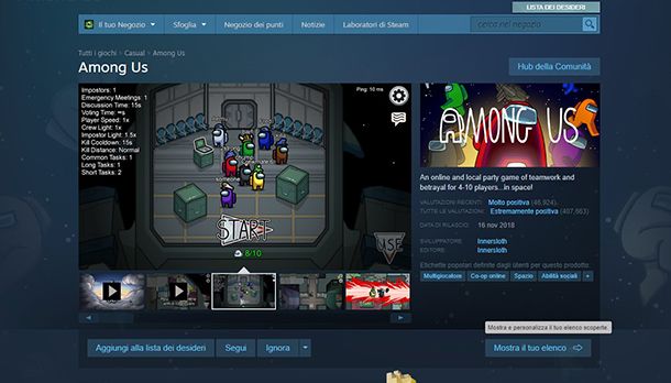 Among Us su Steam