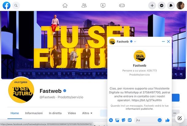 Parlare con operatore Fastweb su Facebook