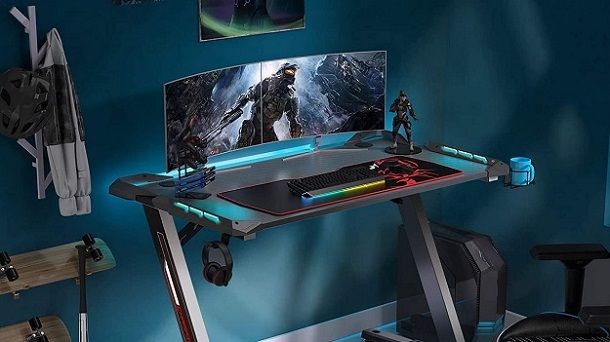 Scrivania da gaming con alzata per monitor, Tavolo da gamer