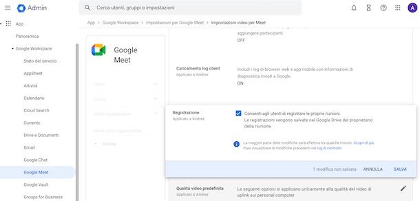 Console amministrazione Google Workspace