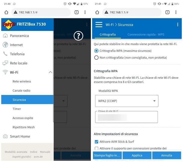 Come cambiare password WiFi dal telefono