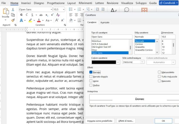 Elevare a potenza su Word