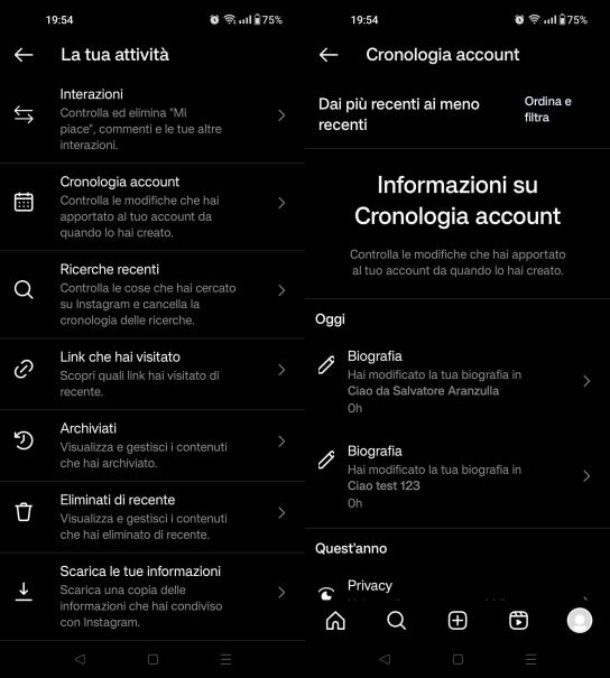 Come vedere le vecchie bio di Instagram da app