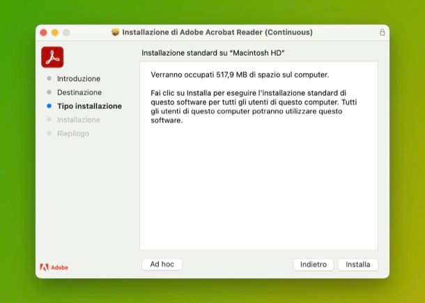 Installare Adobe Reader