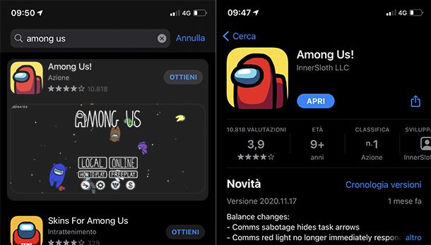 Among Us nell'App Store