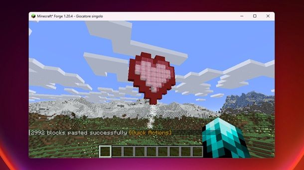 Come fare un cuore perfetto su Minecraft