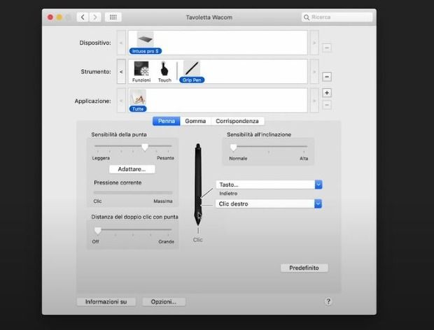 configurazione wacom