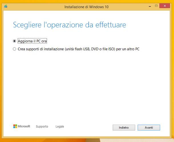 Come passare da Windows 8 a Windows 10 formattando il disco