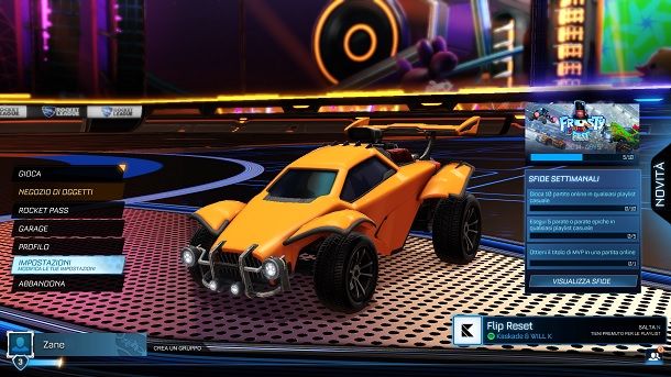 Menu Rocket League PC