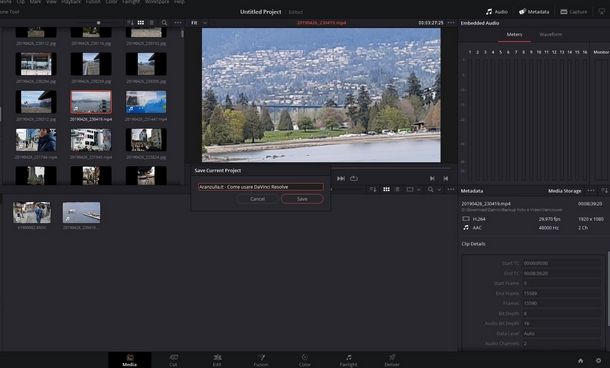 Unire più media dall'Editor di DaVinci Resolve