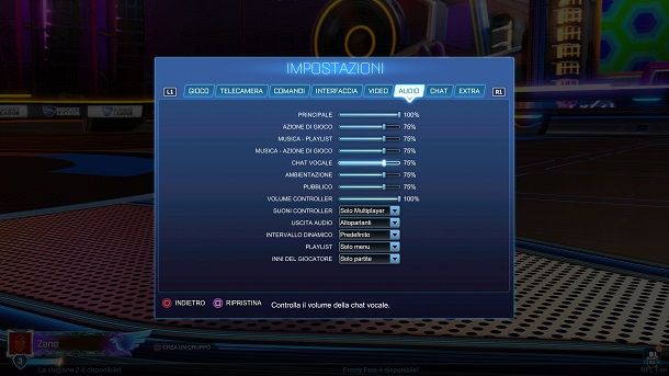 Chat vocale volume Rocket League PS4