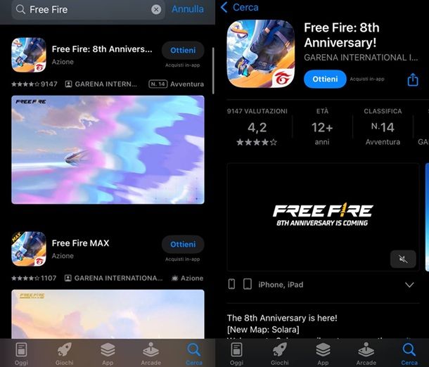 Come scaricare Free Fire su iPhone e iPad