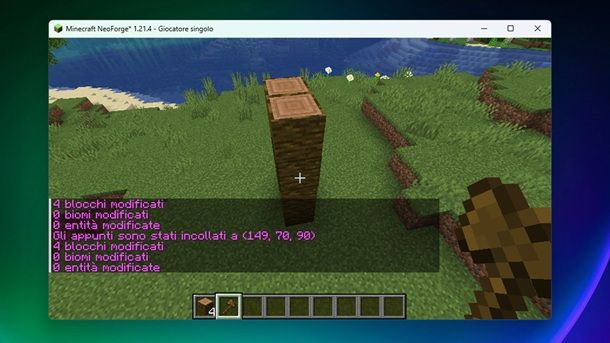 Copiare colonne Minecraft