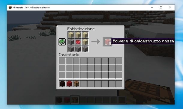 Polvere di calcestruzzo rossa Minecraft