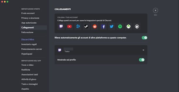 Collegare un account Discord a Twitch