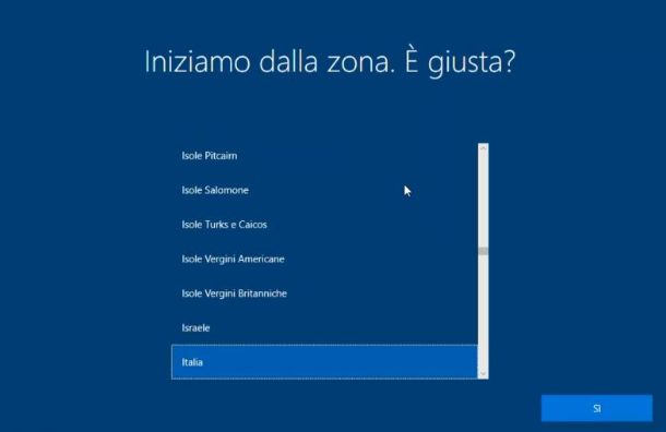 Configurazione iniziale Windows 10