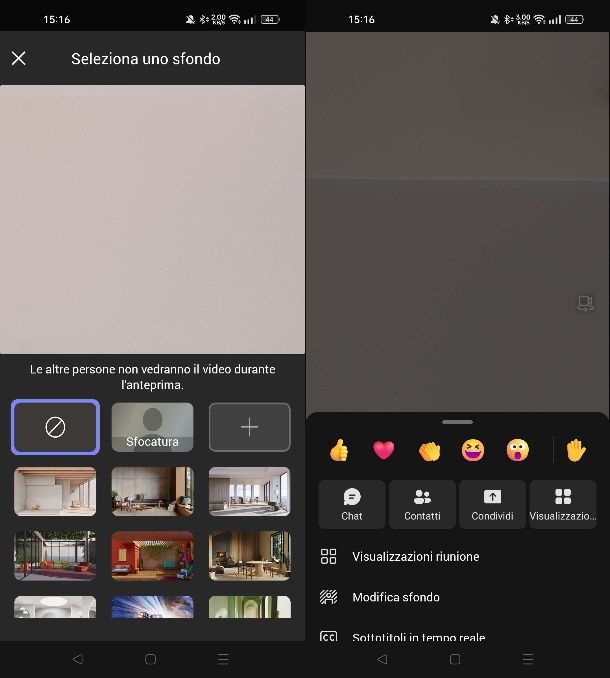 Come cambiare sfondo su Teams dal telefono