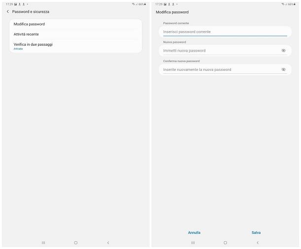 Come cambiare password account Samsung